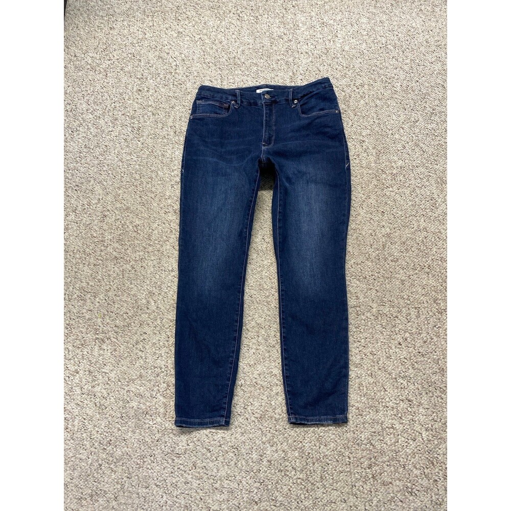 15/33 Good American Good Legs Crop High-Rise With Pink Stitching Blue260 - Picture 3 of 11